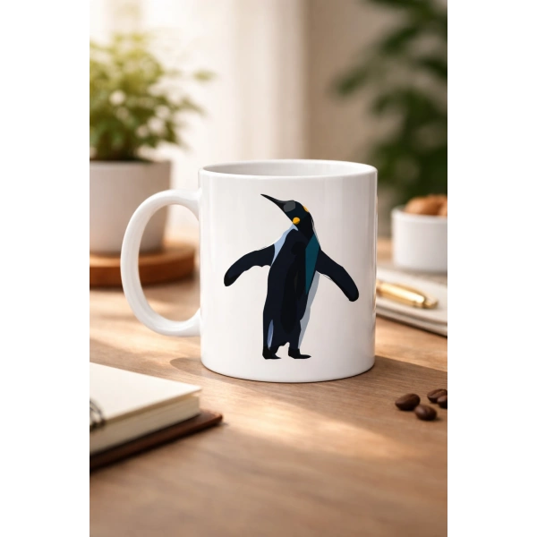 Nihilist Penguen Tasarımlı Porselen Kupa MODEL 159 – Sürüden Ayrılanlara Özel Minimalist Kahve Kupası – Özgün Tasarım Hediyelik Kupa