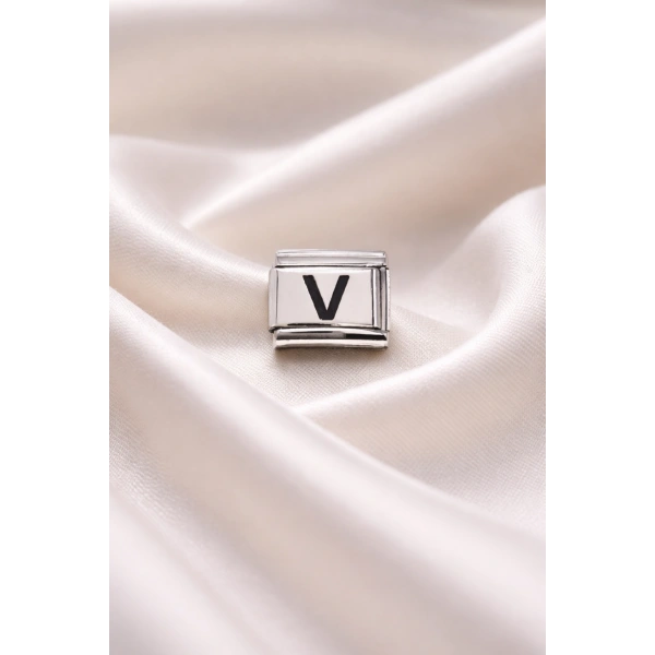 Nomination Bileklik Uyumlu V Harfi Charm – Paslanmaz Çelik Harf Modül – Kişiye Özel Bileklik Aksesuarı