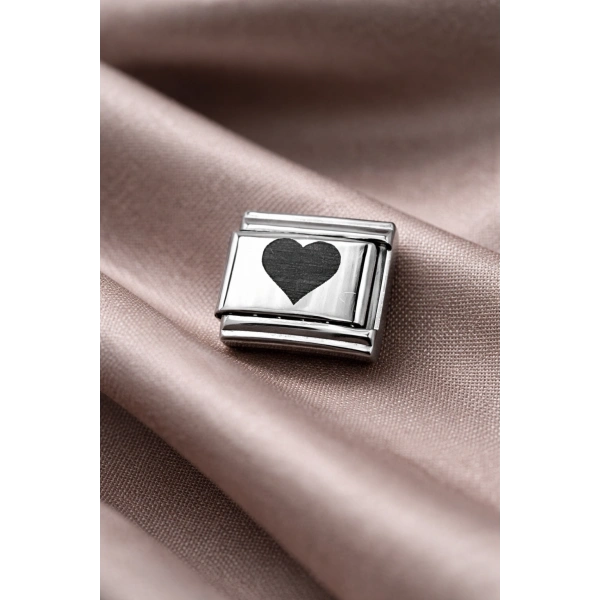 Nomination Uyumlu Çelik Kalp Charm – Parlak Çelik Bileklik Aksesuarı | Sevgi Temalı Modüler Charm