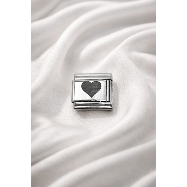 Nomination Uyumlu Çelik Kalp Charm – Parlak Çelik Bileklik Aksesuarı | Sevgi Temalı Modüler Charm