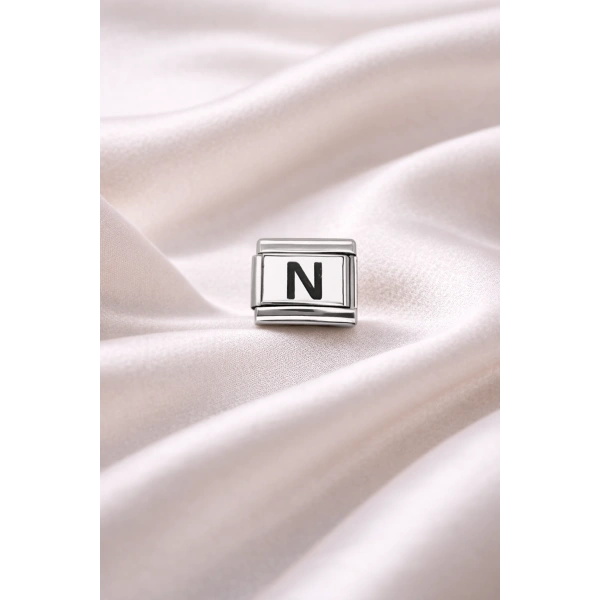 Nomination Uyumlu N Harf Charm | Çelik Bileklik Aksesuarı | Kişiye Özel Harf Modülü | Minimal & Şık Tasarım