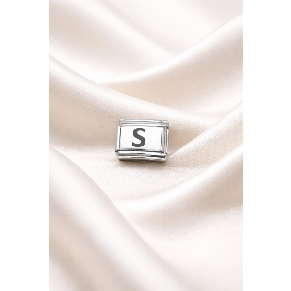 Nomination Uyumlu S Harfli Charm – Paslanmaz Çelik, Kişiye Özel Harfli Bileklik Aksesuarı