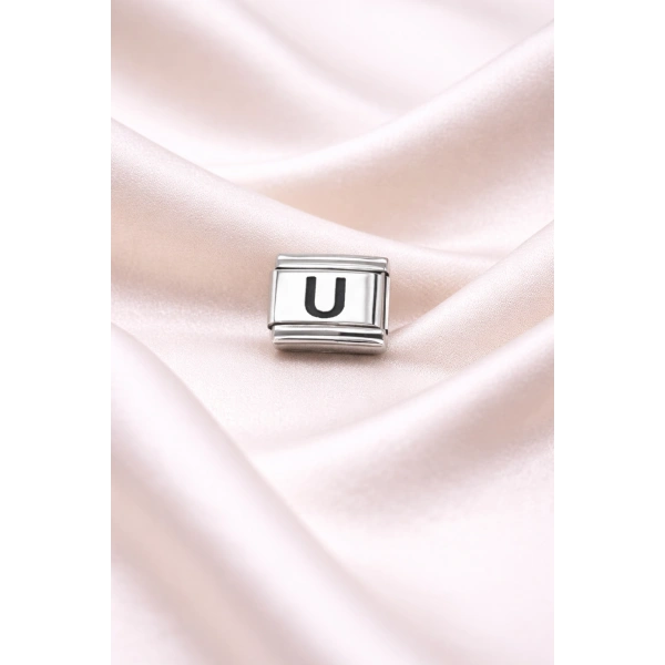 Nomination Uyumlu U Harfli Charm | Paslanmaz Çelik Harf Charm | Kişiye Özel Bileklik Aksesuarı