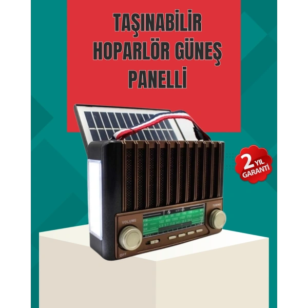 Nostaljik Tasarımlı Solar Şarjlı Radyo AM FM SW ve Bluetooth