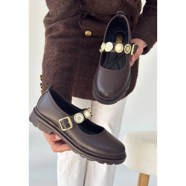 Okira Kahverengi Cilt Oxford Ayakkabı