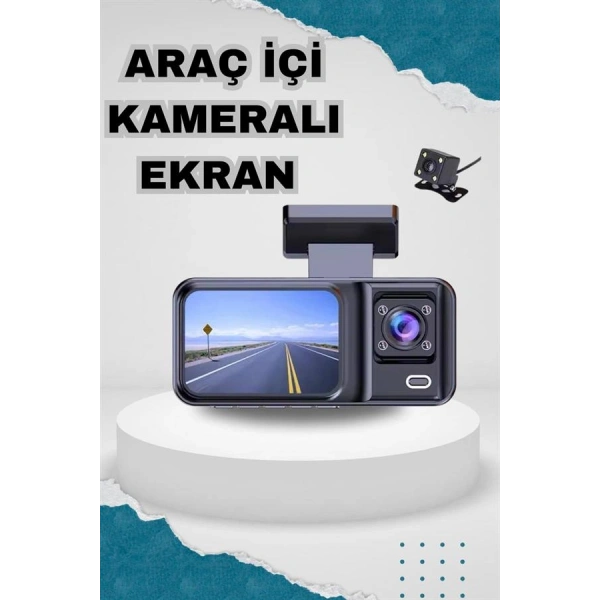Ön ve Arka Kameralı 2 İnç 1080P Full HD DVR Araç İçi Ekran