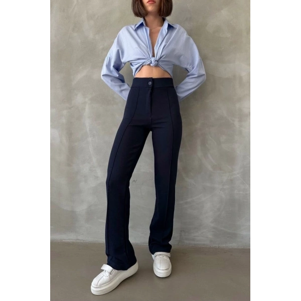 Önü cumalı ithal krep pantolon