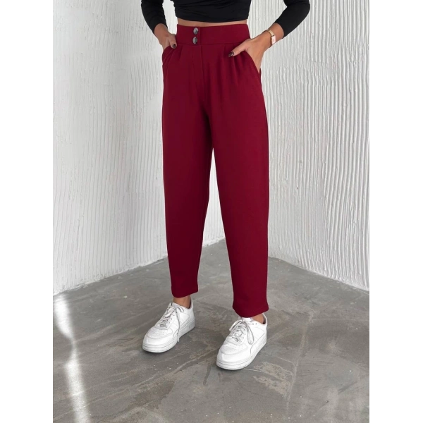 örme krep pantolon çift düğmeli