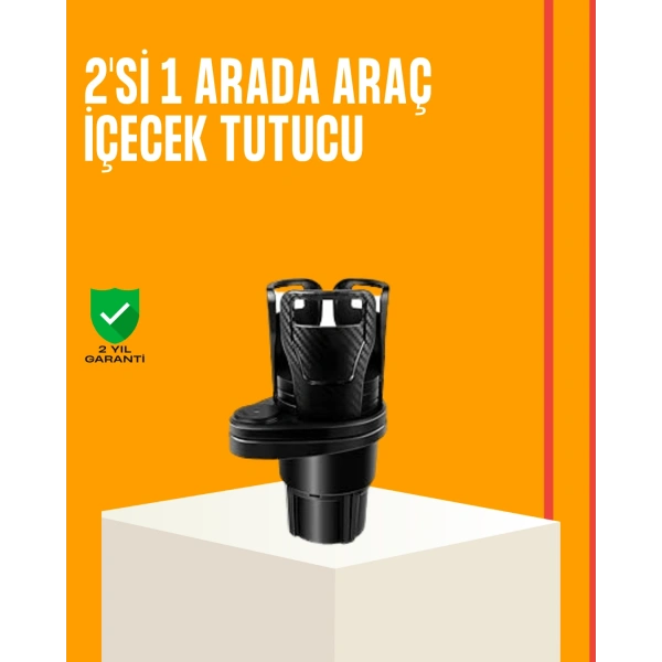 Oto Bardak Tutucu 360° Döner Çift Bölmeli Karbon Fiber Tasarım