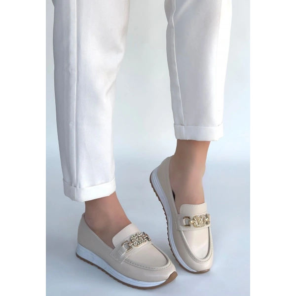 Otra Bej Cilt Babet Ayakkabı