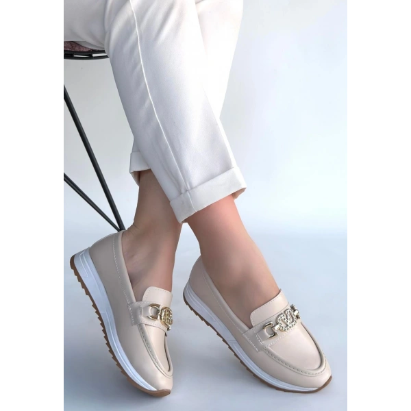 Otra Bej Cilt Babet Ayakkabı