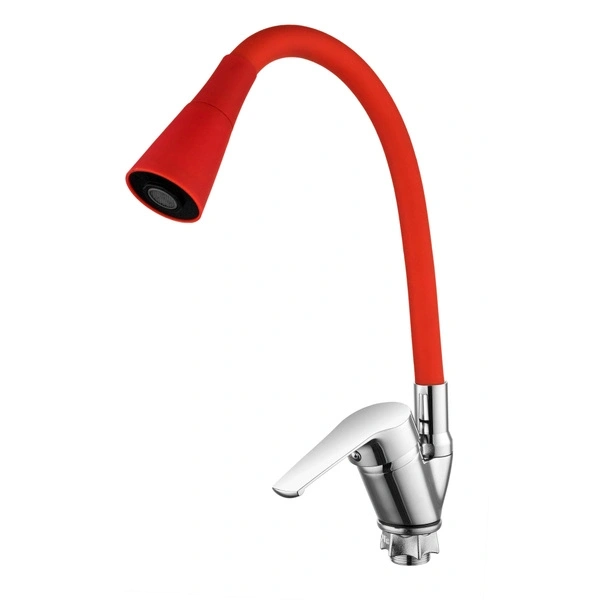 Oynar Başlıklı Çelik Spiral Üzeri Silikon Kaplama Musluk Başlığı Kobra Fonksiyonlu Musluk - Kırmızı