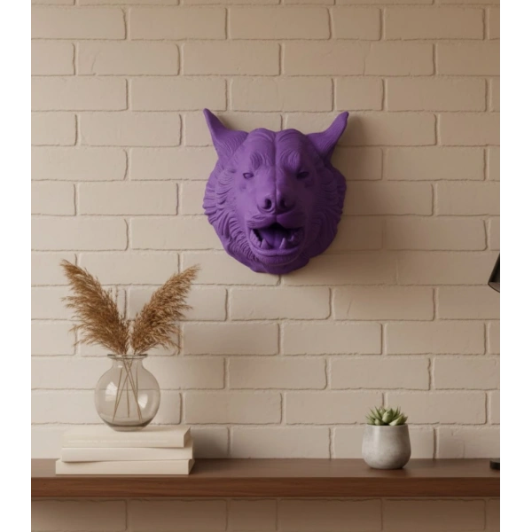 Özel Seri Mor Kurt Duvar Süsü Hediyelik Dekoratif Asılabilir Heykel