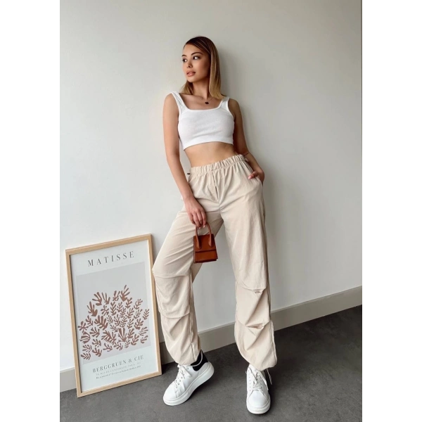 Paraşüt pantolon bej