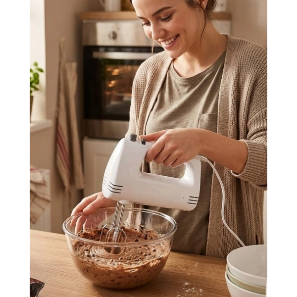 Paslanmaz Çelik Çırpıcılı El Mikseri 250W Çok Kademeli Mutfak Mikseri