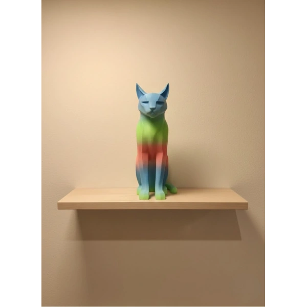 Pastel Rainbow Kedi Figürü Masa ve Raf Üstü Ev Dekorasyonu