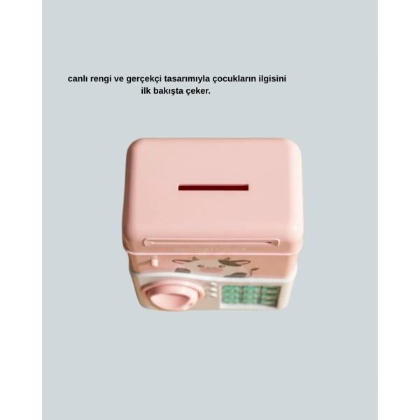 Pembe Elektronik Şifreli Otomatik Para Çeken ATM Kumbarası