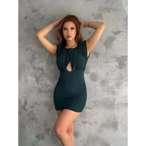 Pencereli mini mikro elbise s3843