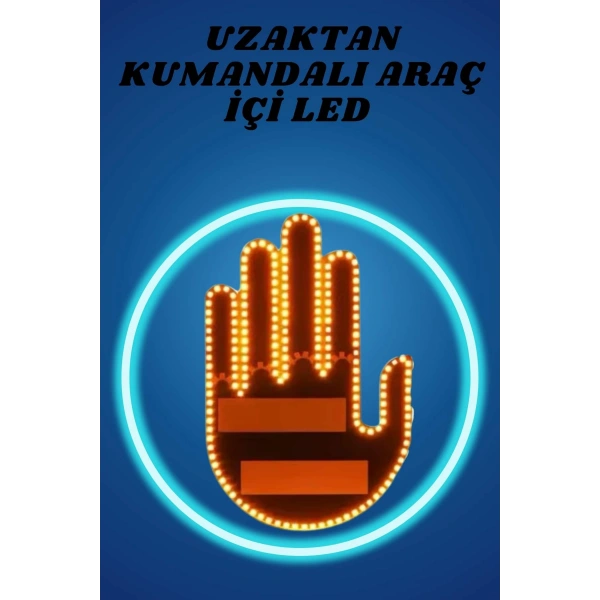 Pilli Led Işık Araç Camı İçin Uzaktan Kumandalı El Simgesi