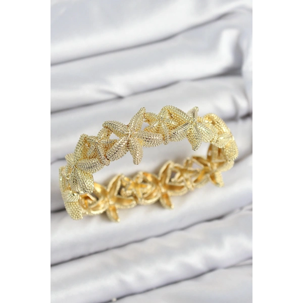 Pirinç Deniz Yıldızı Model Gold Renk Lastikli Kadın Bileklik