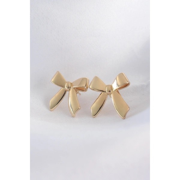 Pirinç Gold Renk Düz Plaka Fiyonk Küpe