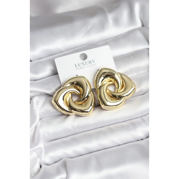 Pirinç Gold Renk Geometrik Vintage Kadın Küpe