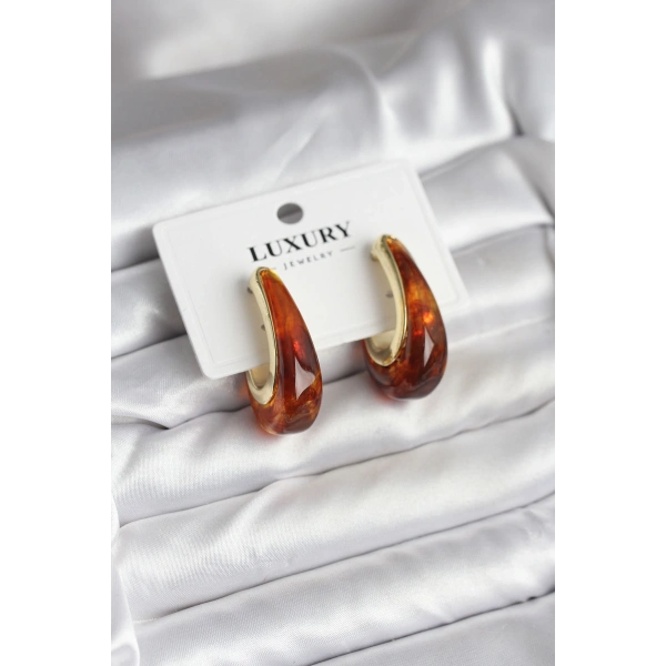 Pirinç Gold Renk Kahverengi Vintage Kadın Küpe