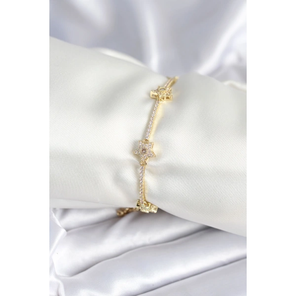 Pirinç Gold Renk Yıldız Model Kadın Bileklik