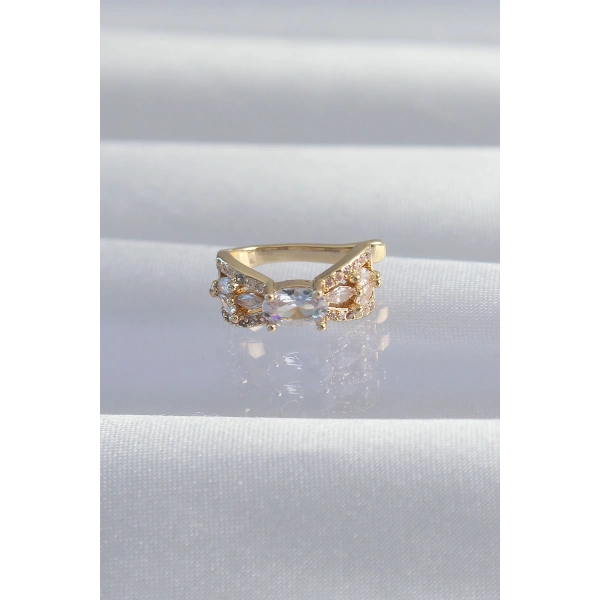 Pirinç Gold Renk Zirkon Taş Kaplama Earcuff Küpe