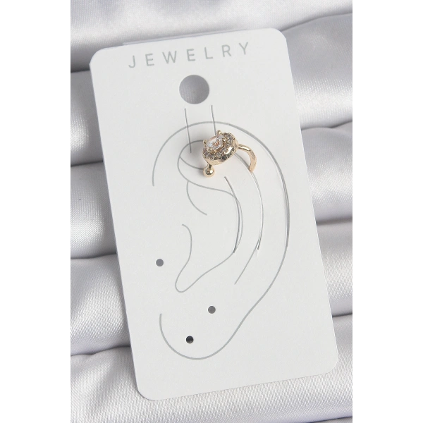 Pirinç Gold Renk Zirkon Taşlı Kadın Kıkırdak Küpe