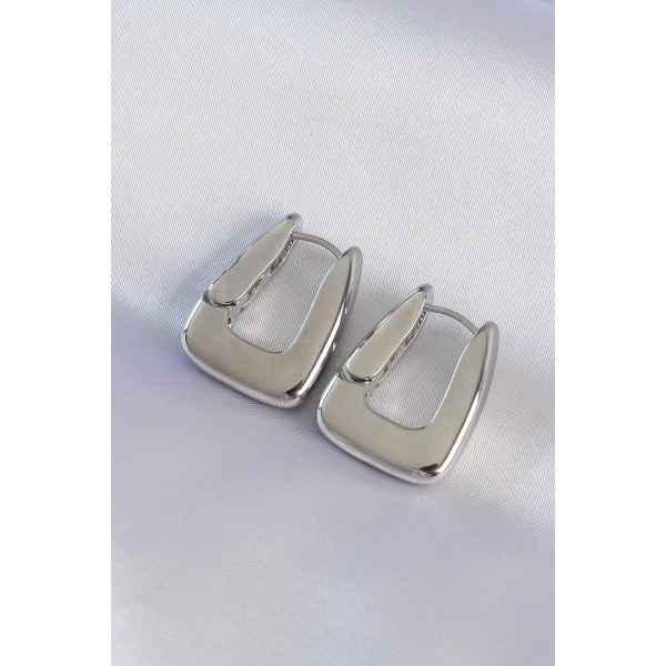 Pirinç Gümüş Renk Kalın Küpe