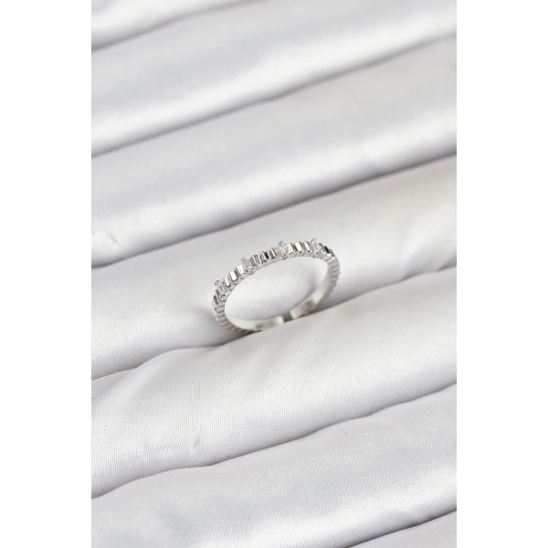 Pirinç Gümüş Renk Lazer Kesim Kadın Yüzük