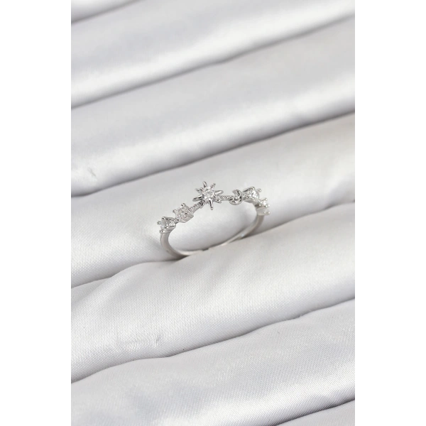 Pirinç Gümüş Renk Manifest Kadın Yüzük