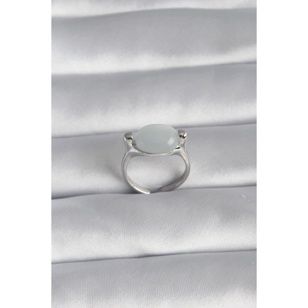 Pirinç Gümüş Renk Sedefli Kadın Yüzük