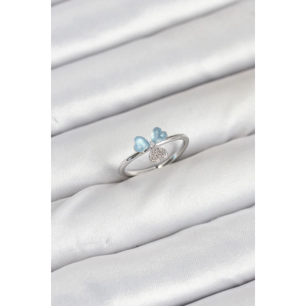 Pirinç Gümüş Renk Yonca Model Kadın Yüzük