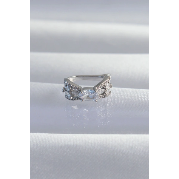 Pirinç Gümüş Renk Zirkon Taş Kaplama Earcuff Küpe