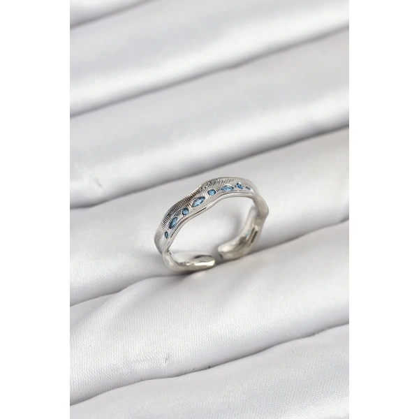 Pirinç Gümüş Renk Zirkon Taşlı Vintage Kadın Yüzük