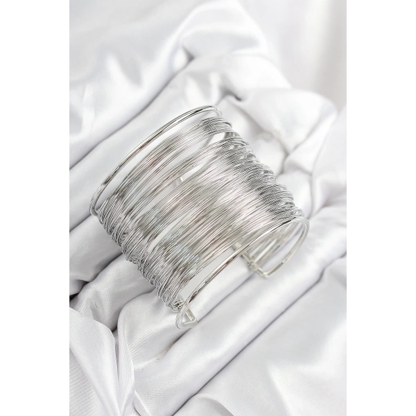 Pirinç Tel Sarma Model Gümüş Renk Kadın Bileklilk