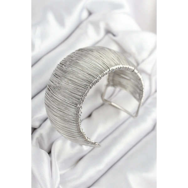 Pirinç Tel Sarma Model Gümüş Renk Kadın Bileklilk