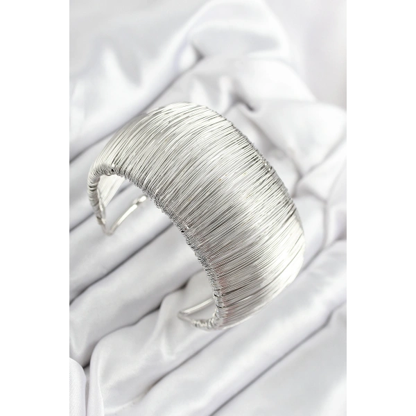 Pirinç Tel Sarma Model Gümüş Renk Kadın Bileklilk