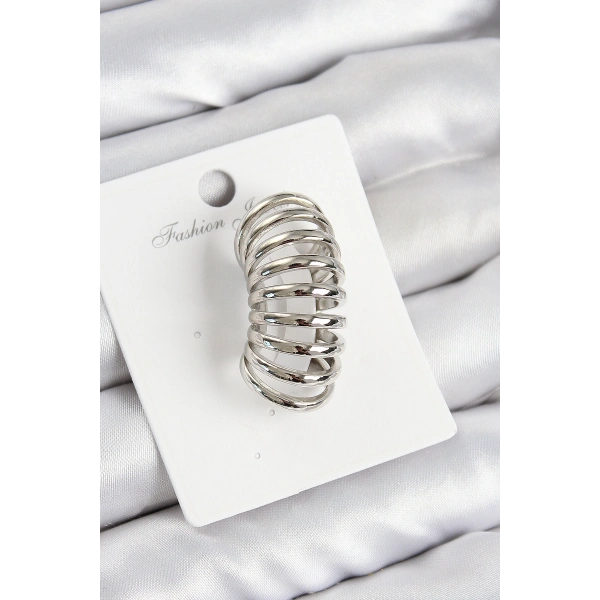 Pirinç Yay Model Gümüş Renk Sağ Kıkırdak Küpe