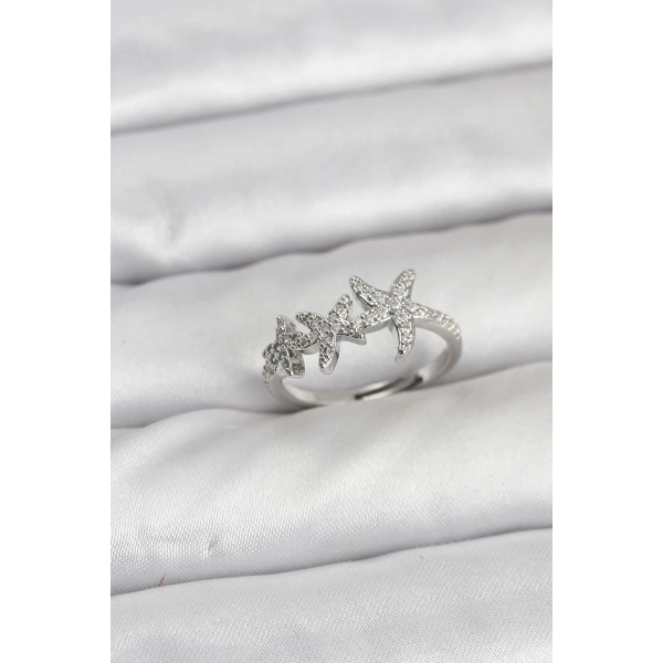 Pirinç Yıldız Model Gümüş Renk Kadın Yüzük