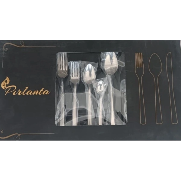 Pırlanta 30 Parça 6 Kişilik Çatal Kaşık Takımı 30 Parça Kutulu Hediyelik Çeyizlik Takım