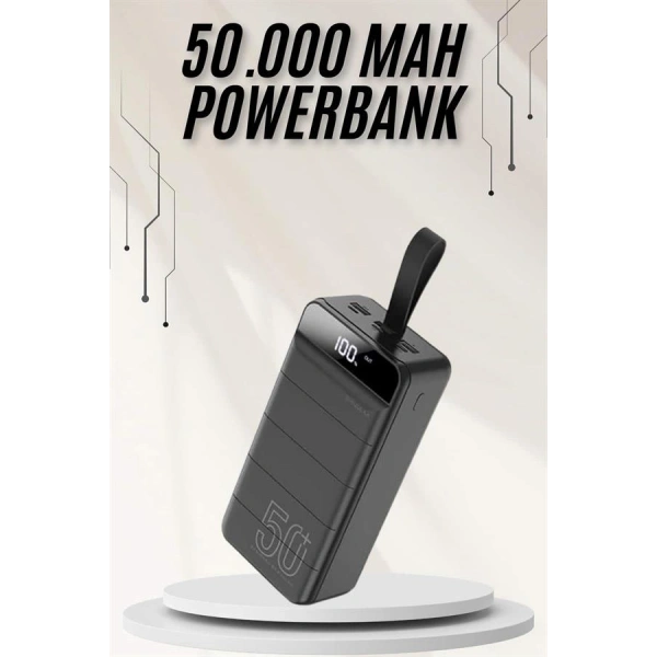 Powerbank Çoklu Şarj Girişi 50.000 Mah Taşınabilir Dijital Göstergeli