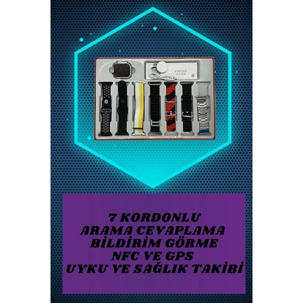 Powerbank Kulaklık ve 7 Kordonlu Akıllı Saat Çoklu Şarj Girişi Bluetooth Bağlantılı