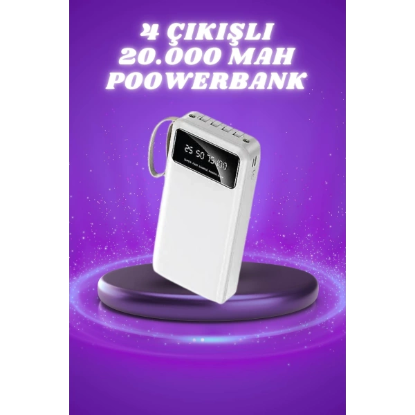 Powerbank Şarj Cihazı 4 Çıkışlı 20.000 MAH Powerbank Taşınabilir Çoklu Giriş