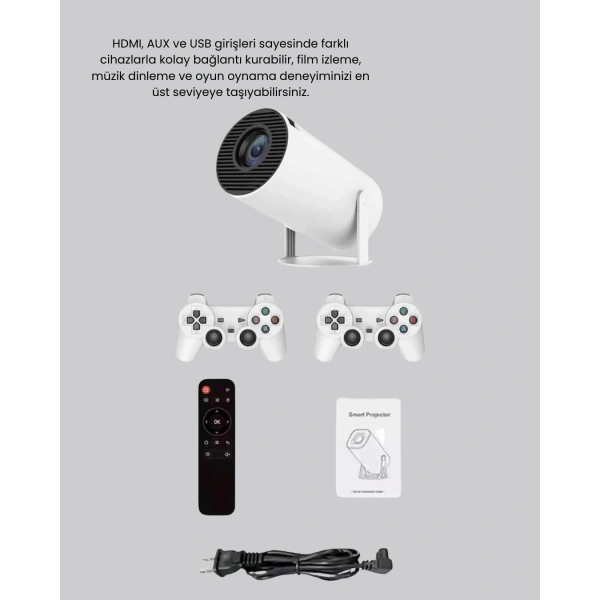 Projeksiyon Cihazı 4K Destekli Kablosuz Bağlantılı Bluetooth 5.0