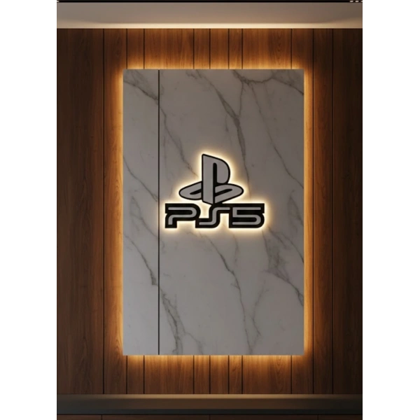 PS5 Logo Dekoratif Duvar Süsü Oyun Odası ve Salon Uyumu