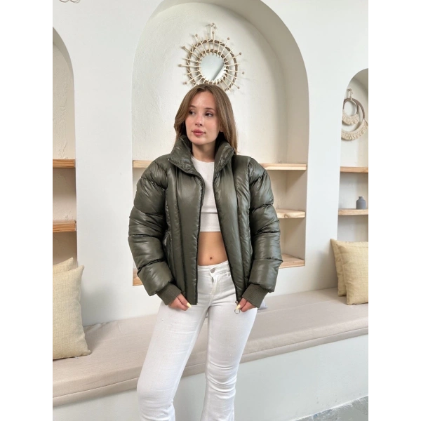 Puffer kısa mont haki st25534