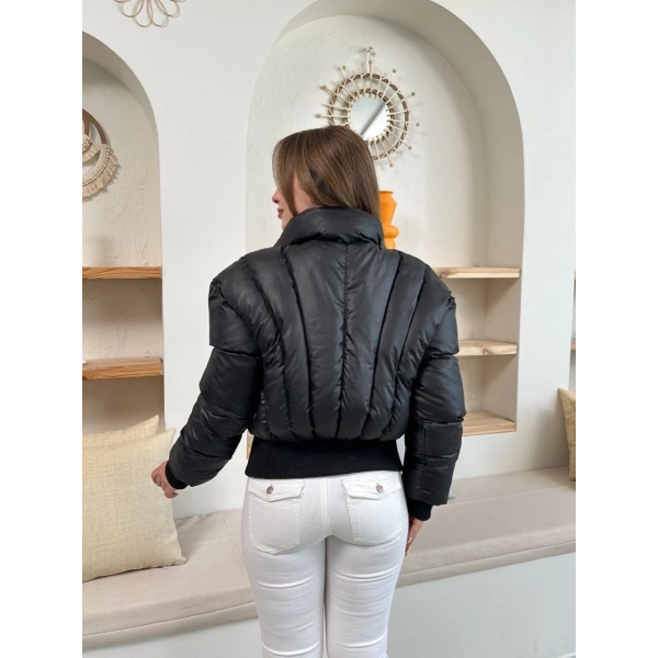 Puffer kısa mont siyah st25534